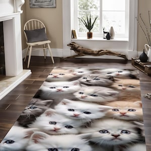 Cat Pattern Rug,Cat themed rug,animal rug,Cute Rug,art rug,Boho decor,Birthday Gift,Gift For Son,Bedroom Rug,Rugs For Living Room CM72