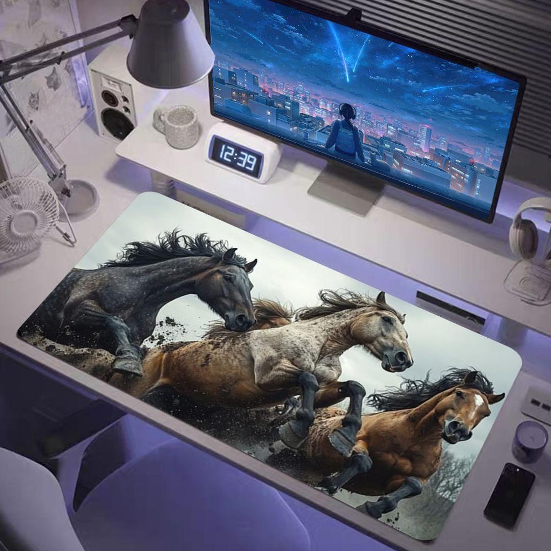 Majestic Running Horses Mouse Pad, Animal Art Desk Mat, Western XL XXL ...