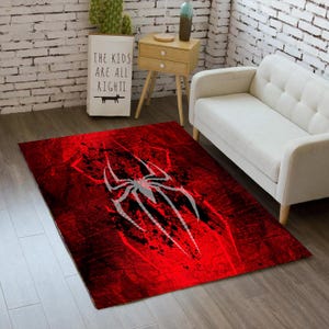 Spider Man Rug,Spider Web,Super Hero,Cool Cartoon Character,Amazing Rug,red Rug,Rugs For Kidsroom,Kidsroom Decor,Gift For Birthday CM337