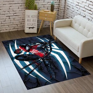 Spiderman Teppich, Superheld, Cooler Cartoon Charakter, Super Teppich, Blauer Teppich, Teppiche Für Kinderzimmer, Comic Teppich, Kinderzimmer Dekor, Geschenk Für Kindergeburtstag CM345