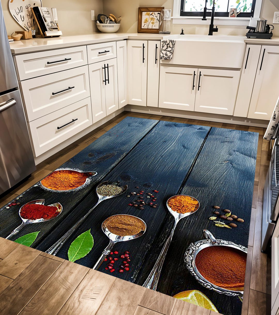 Funky Kitchen Rug Spice Pattern Kitchen Rug: Colorful Food Theme Decor - Etsy