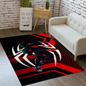 Spider Man Rug,Spider Web,Super Hero,Cool Cartoon Character,Amazing Rug,red Rug,Rugs For Kidsroom,Kidsroom Decor,Gift For Birthday CM175