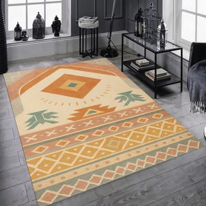 Tapis bohème : motif tribal aztèque, décoration sud-ouest