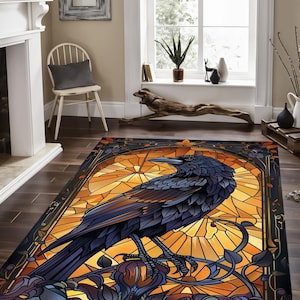 Crow Pattern Rug: Boho Art Decor