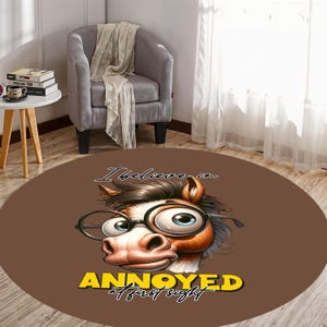 Horse Rug,Animal Pattern Rug,Cartoon Character Rug,Horse Pattern Rug,Brown Rug,Round Rug,Rugs For Living Room,Boho Decor,,Gift For Him CM87
