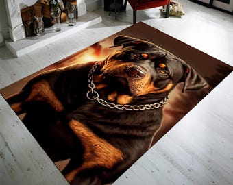 Rottweiler Dog Art Rug: Animal Theme Bedroom Decor