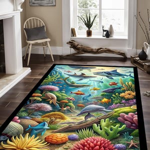 Ocean Fish Pattern Rug: Sea Life Decor
