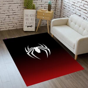 Spider-Man tapijt, spinnenweb, superheld, coole stripfiguur, geweldig tapijt, rood tapijt, tapijten voor kinderkamer, decor kinderkamer, cadeau voor verjaardag CM339