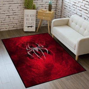 Spider Man Rug,Spider Web,Super Hero,Cool Cartoon Character,Amazing Rug,red Rug,Rugs For Kidsroom,Kidsroom Decor,Gift For Birthday CM340