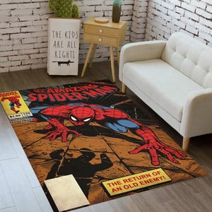 Spiderman Rug,Super Hero,Cool Cartoon Character,Amazing Rug,red Rug,Rugs For Kidsroom,Comic Rug,Kidsroom Decor,Gift For Kids Birthday CM174