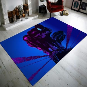 Blue Rug, Super Hero, Cool Cartoon Character, Amazing Rug, Spider Man Rug, Spider Web red Rug, Rug For Kidsroom,Kidsroom Decor,Birthday Gift