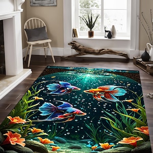 Fish Pattern Rug: Sea Themed Ocean Decor