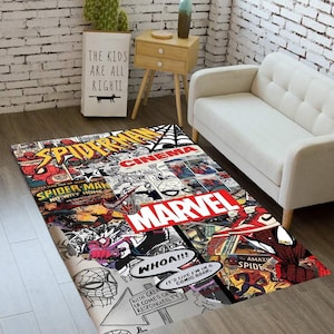 Spider Man Rug,Comic Book,Super Hero,Cool Cartoon Character,Amazing Rug,red Rug,Rugs For Kidsroom,Comic Rug,Kidsroom Decor,Gift ideas CM168