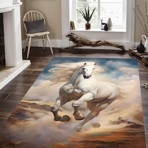 White Horse Rug: Creative Animal Themed Rug