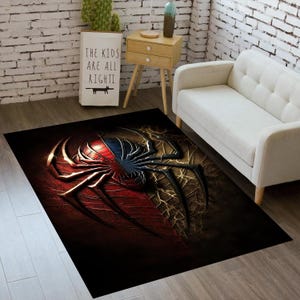 Spider Man Rug,Spider Web,Super Hero,Cool Cartoon Character,Amazing Rug,black Rug,Rugs For Kidsroom,Kidsroom Decor,Gift For Birthday CM342