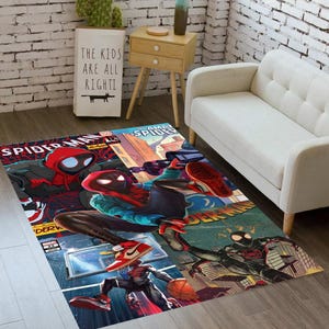 Spider-Man tapijt, superheld, coole stripfiguur, geweldig tapijt, rood tapijt, vloerkleed voor kinderkamer, stripkleed, decor kinderkamer, cadeau voor kinderen verjaardag CM166