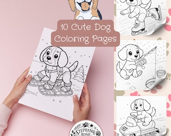 Cute Dogs Coloring Pages for Kids & Adults, Sporty Adventures (Digital Download)