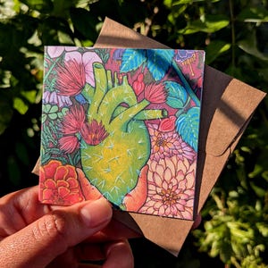 Corazon Nopal - Arte botanica chicano - Biglietto d'auguri