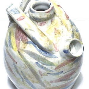 1995 King’s Road Studio Pottery – Sculptural Botijo Form – Wrapped Handle Ceramic Vessel – Signed. OOAK