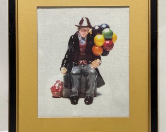 L'uomo dei palloncini. Stampa su tela ispirata a Royal Doulton - Opera d'arte unica da collezione.
