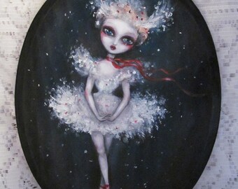 LILY gothic snow flake big eye ballerina giclee PRINT by Nina Friday