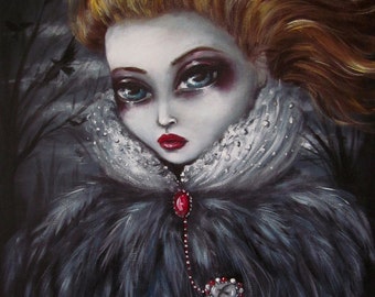 SHE KEPT Their  SECRET  big eye gothic raven queen Giclee Print by Nina Friday
