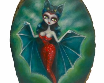 LILLIAN witchy bat girl giclee print