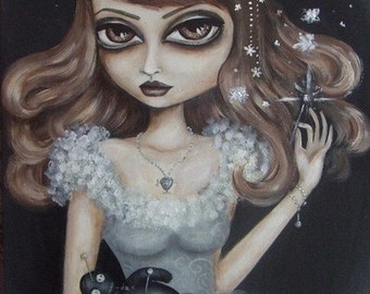 VOODOO DOLL victorian big eye gothic voodoo fairy limited edition giclee PRINT