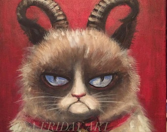 GRUMPUSS grumpy cat KRAMPUS giclee PRINT by Nina Friday