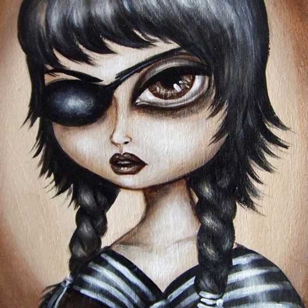 EYE PATCH big eye gothic pirate school girl lowbrow STICKER by Nina Friday