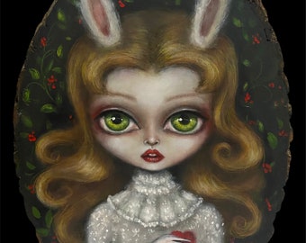 THE HUNTED broken hearted bunny girl giclee print