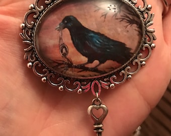 NEVERMORE large cameo raven gothic necklace Nina Friday