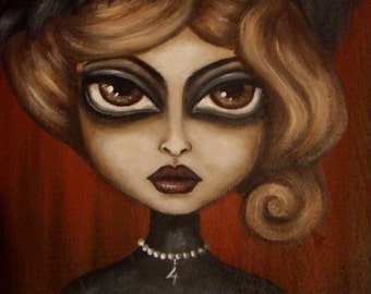 DUCHESS big eye gothic vampire giclee PRINT by Nina Friday