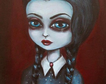 WEDNESDAY ADDAMS gothic big eye lowbrow giclee PRINT by Nina Friday