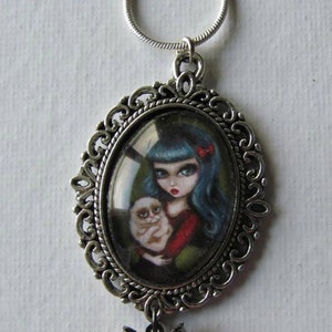 You Have To Ask My Cat big eyed girl holding Tard The  GRUMPY CAT necklace  by Nina Friday