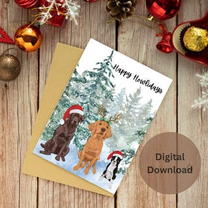 Download digitale di biglietti di auguri di buone feste / Download immediato / Cane / Happy Howl-ildays / Divertente / Giochi di parole / Festività / Natale / Biglietto di auguri