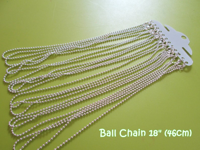 12 Silver Plated Lobster Clasp Ball Chain Necklaces 18 inches image 1