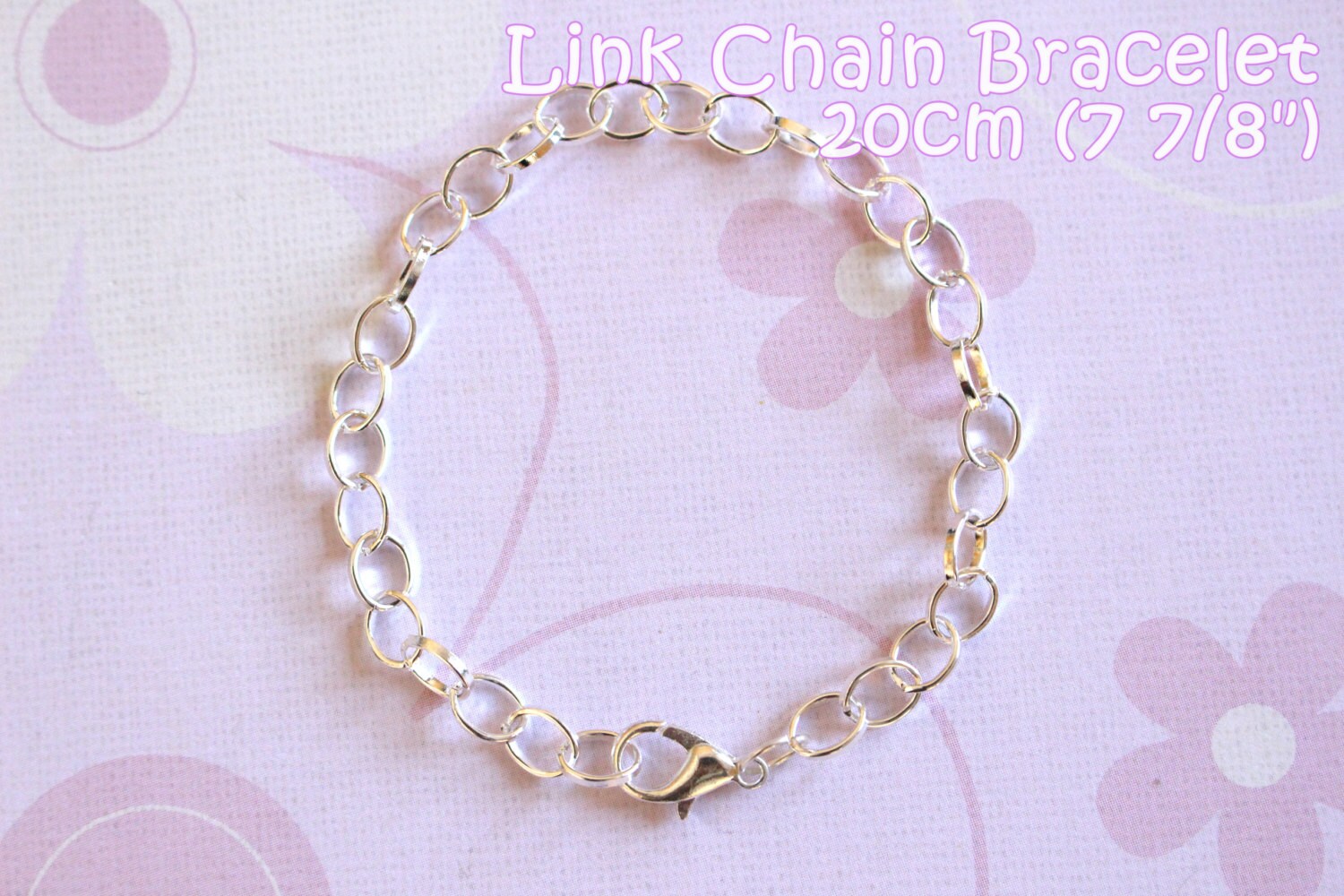 20cm 7 7/8 inches - 6pcs Silver Plated Lobster Clasp Link Chain Bracelets 