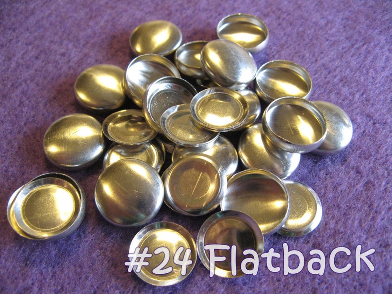 25 Cover Buttons flachen Rücken-5/8 Zoll Größe 24 flachen Rücken keine Schleifen bedeckt Schaltflächen Begriff Lieferungen diy Nachfüllpackung Bild 1