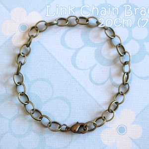6 Antique Bronze Lobster Clasp Link Chain Bracelet  - 7 7/8 inches