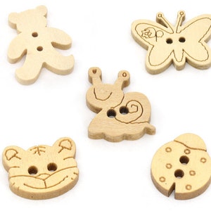 23mm Wood Buttons Butterfly Set of 10 image 3