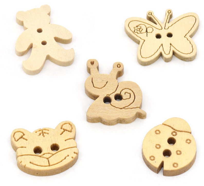 23mm Wood Buttons Butterfly Set of 10 image 3