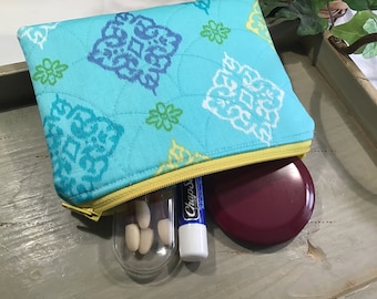 Quilted ZIPPER POUCH...in Moroccan Tile