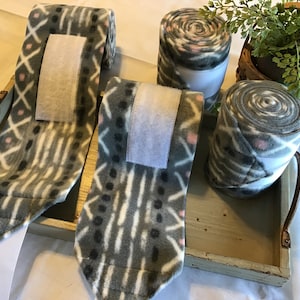 Polo Wraps...Horse Polos...Sold in Sets of 4 or 2...in &quot;Gray and Pink Stripe”...Ready to Ship