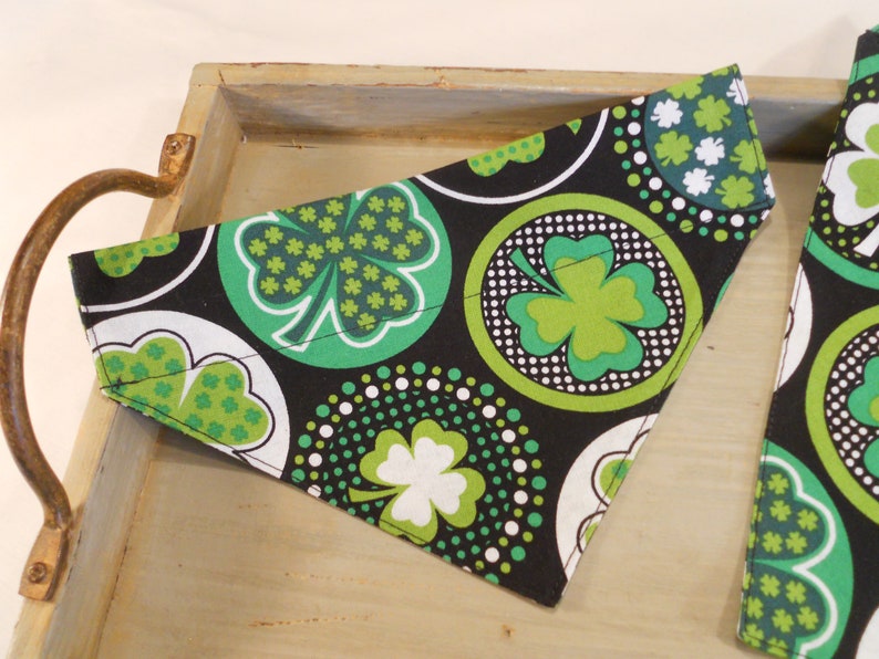 Dog and Cat Bandana...Slip on Design...Slides Over Collar...Shamrocks Galore...Small Large and Cat Sizes Medium