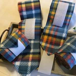 Polo Wraps...Horse Polos...Sold in Sets of 4 or 2...in “Rainbow Plaid on Aqua”…READY to SHIP