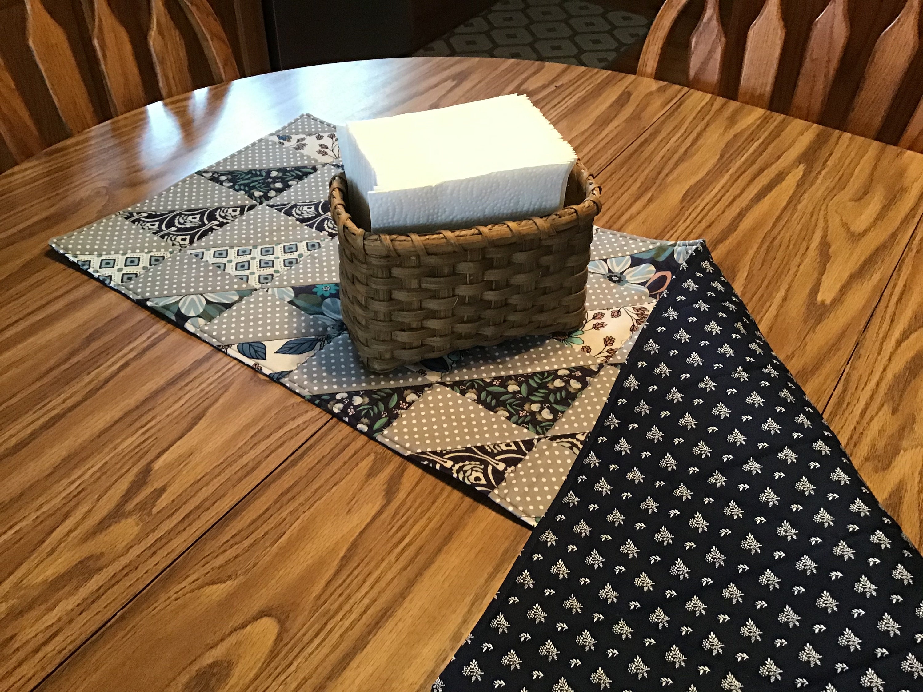Quilted Table Runner...in Half Square Triangle Pattern...in Etsy