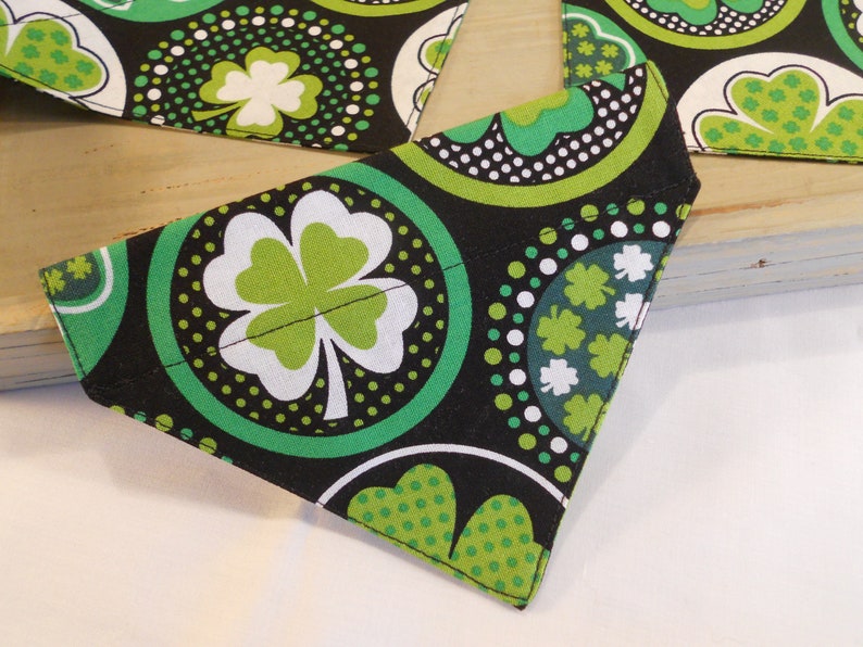 Dog and Cat Bandana...Slip on Design...Slides Over Collar...Shamrocks Galore...Small Large and Cat Sizes Medium