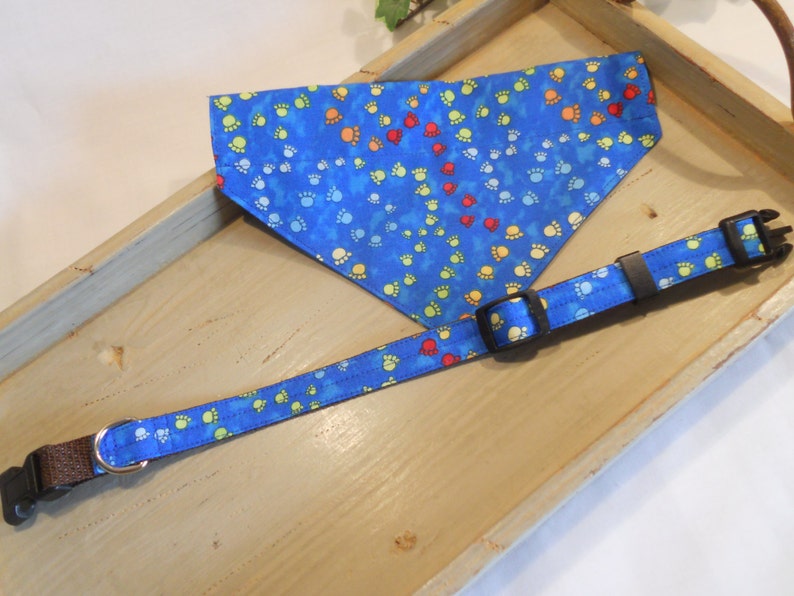 Dog Collar With Matching Slide on Bandana...size SMALL Etsy