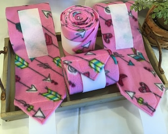 Polo Wraps...Horse Polos...Sold in Sets of 4 or 2...in "Arrows on Pink"...Ready to SHIP